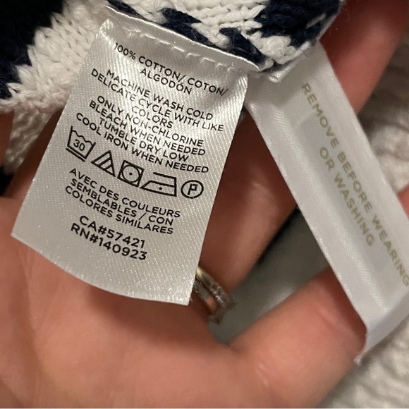 LOFT | Women’s Striped Open Front Cardigan Sweater | 100% Cotton - Picture 6 of 7